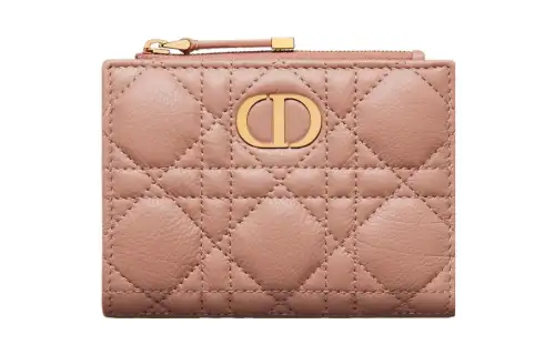 DIOR Caro Calfskin Wallet Regular Women's Rose Pink