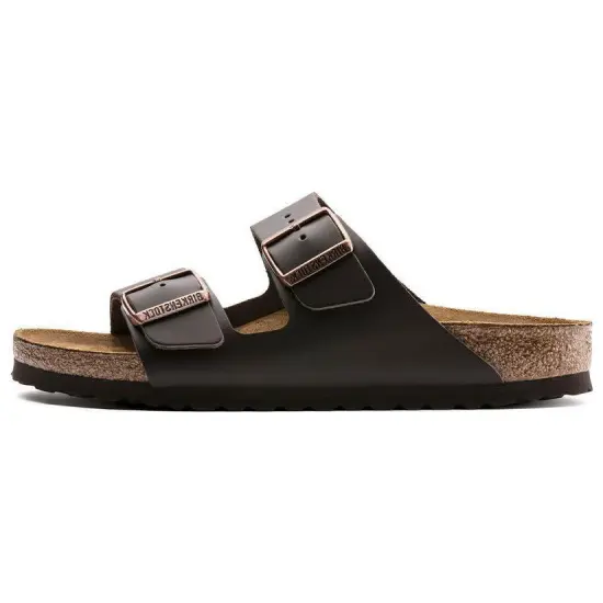 Birkenstock Arizona Natural Leather Sandals 'Dark Brown'