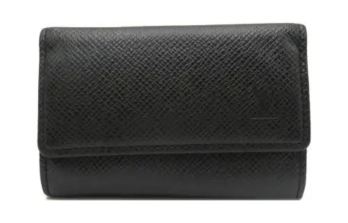 LOUIS VUITTON Taiga Leather Wallet Unisex Black