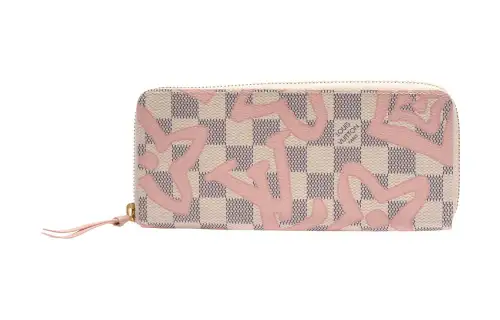 LOUIS VUITTON Damier Azur Canvas Wallet Regular Women's White & Pink