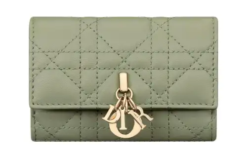 DIOR Sheepskin Wallet Extra Small Women's Cactus Green