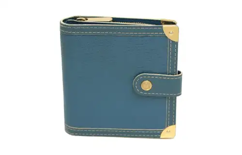 LOUIS VUITTON Leather Wallet Unisex Blue