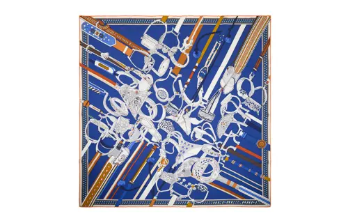HERMES Stirrups Scarves Women's Blue