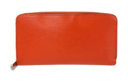 LOUIS VUITTON Zippy Zip Closure Leather Wallet Women's Orange