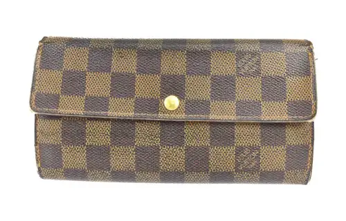 LOUIS VUITTON Leather Wallet Unisex Brown