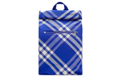 Burberry Roll Jacquard Checked Backpack Blue/White