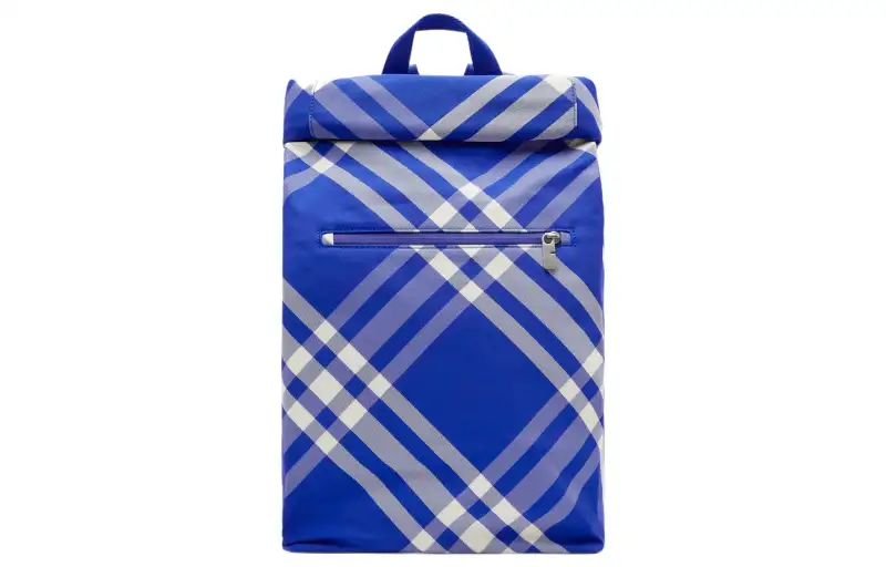 Burberry Roll Jacquard Checked Backpack Blue/White