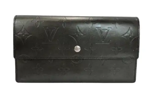 LOUIS VUITTON Monogram Matte Leather Wallet Unisex Black
