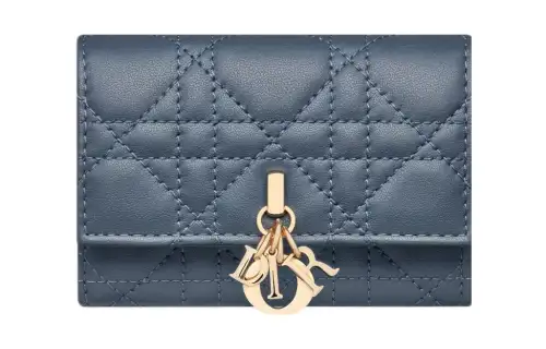 DIOR Sheepskin Wallet Extra Small Women's Midnight Blue