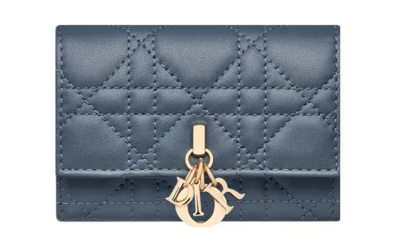 DIOR Sheepskin Wallet Extra Small Women's Midnight Blue