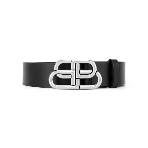 Balenciaga Calfskin Leather Belts Unisex Black Width 4cm