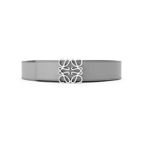 LOEWE Cow Leather Belts Men's Gray/Black Width 3.5cm