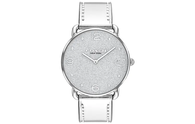 COACH ELLIOT Wrist Watches Quartz Movement Leather Strap 36mm Silver Dial Women's Watch