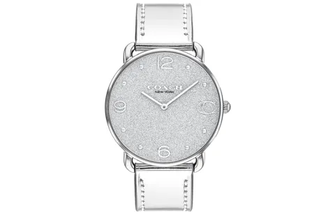 COACH ELLIOT Wrist Watches Quartz Movement Leather Strap 36mm Silver Dial Women's Watch