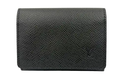 LOUIS VUITTON Coniferous Forest Leather Card Holder Men's Black