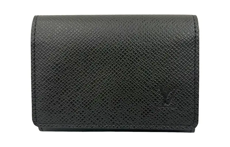 LOUIS VUITTON Coniferous Forest Leather Card Holder Men's Black