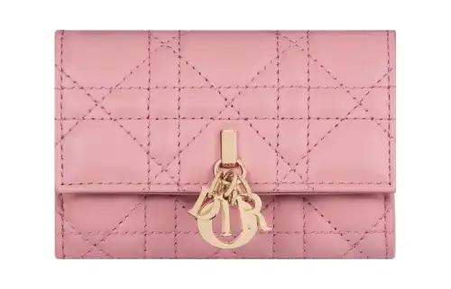 DIOR My Dior Sheepskin Wallet Extra Small Women's Peach Pink