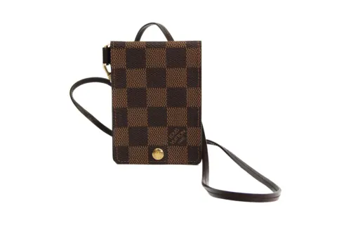 LOUIS VUITTON Canvas Card Holder Unisex Brown