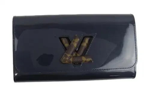 LOUIS VUITTON Twist Patent Leather Wallet Regular Unisex Blue