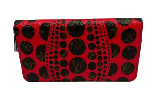 LOUIS VUITTON Yayoi Kusama Collaboration Zippy Canvas Wallet Women's Red & Black