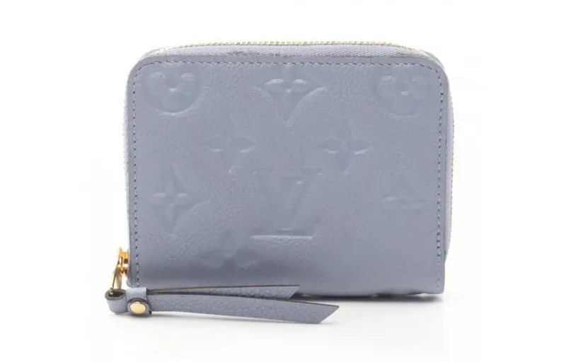 LOUIS VUITTON Zippy Leather Coin Purse Wallet Regular Women's Light Blue