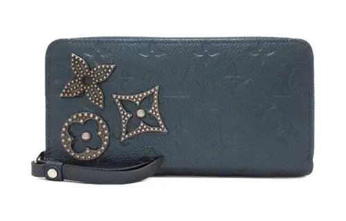 LOUIS VUITTON Zippy Leather Wallet Women's Blue