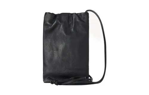 THE ROW Fine Grain Calfskin One Shoulder Crossbody Cell Phone Pouch Regular Women's Black