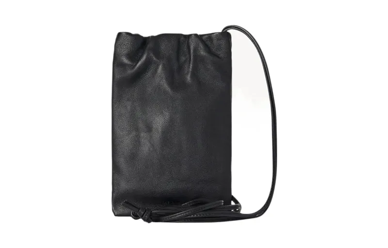 THE ROW Fine Grain Calfskin One Shoulder Crossbody Cell Phone Pouch Regular Women's Black