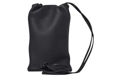 THE ROW Fine Grain Calfskin One Shoulder Crossbody Cell Phone Pouch Women's Black