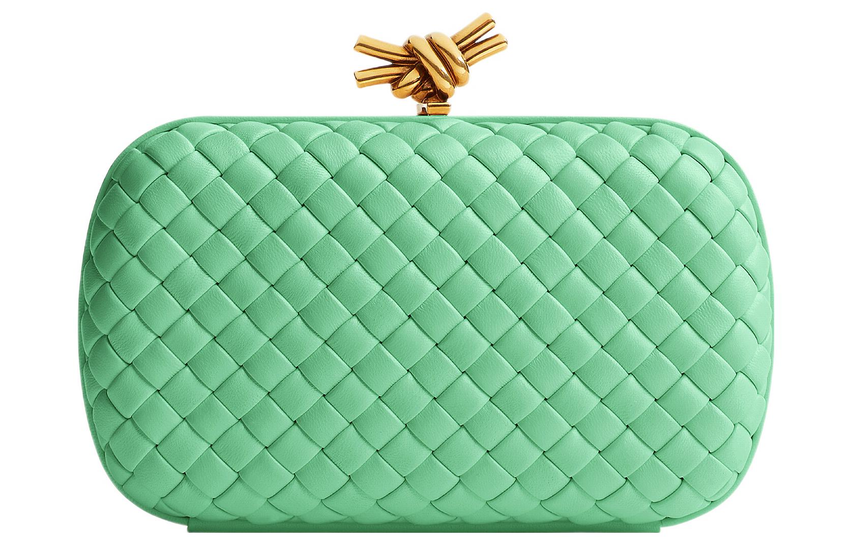 Bottega Veneta KNOT Lambskin Golden Mouth Bag Evening Clutch Bag Regular Women's Mint Green