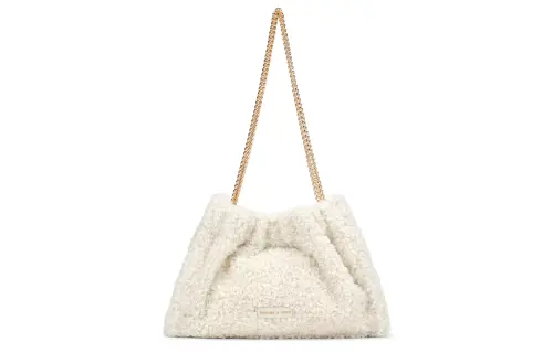 CHARLES&KEITH Plush Tote Shoulder Bag Large Women's Cream Milk White