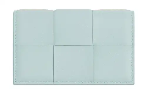 Bottega Veneta Intrecciato Sheepskin Card Holder Women's Water Duck Blue