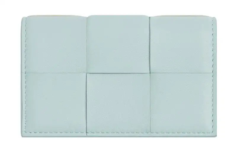 Bottega Veneta Intrecciato Sheepskin Card Holder Women's Water Duck Blue