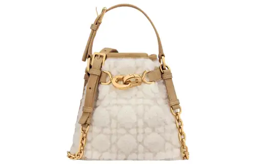 DIOR C'est Dior Cannet Shearling Shoulder Bag, Crossbody Bag, Handbag Small Women's Ecru