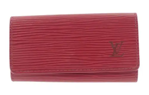 LOUIS VUITTON Leather Key Pouch Women's Red