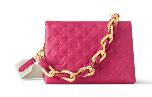 LOUIS VUITTON Coussin Lambskin Shoulder Bag, Crossbody Bag Small Women's Rose Red
