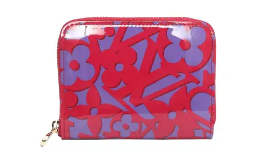 LOUIS VUITTON Vernis Leather Wallet Women's Purple & Blue