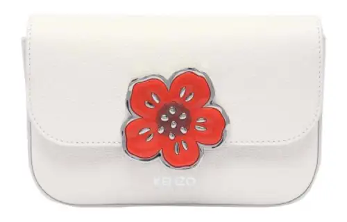 KENZO Cow Leather Crossbody Bag, Shoulder Bag Women's Ecru