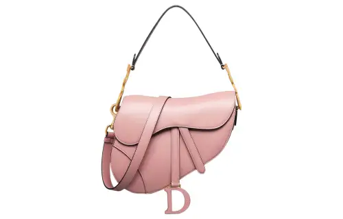 DIOR Smooth Calfskin Saddle Bag, Shoulder Bag, Crossbody Bag, Handbag Women's Vintage Pink