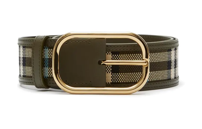 Burberry Leather Belts Women's Olive Green Width 4cm