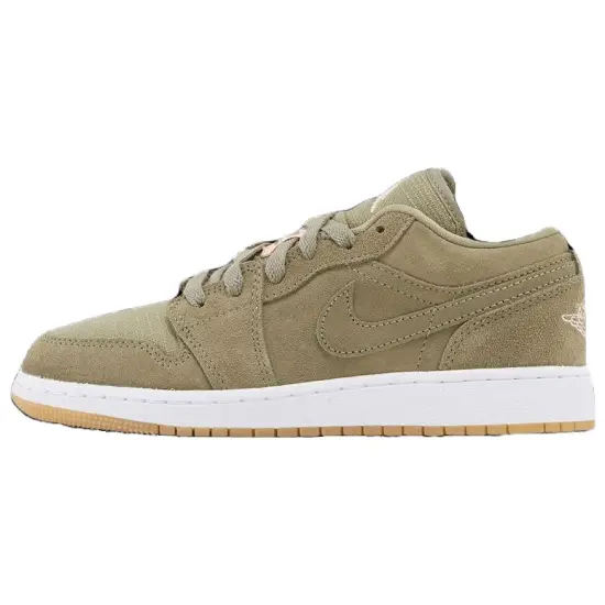 Jordan Air Jordan 1 Low Anti Slip Wear Resistant Low Top Vintage Basketball Shoes Women's Gray Green