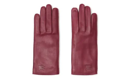 Burberry Lambskin, Cashmere, Mulberry Silk Gloves Women's Red