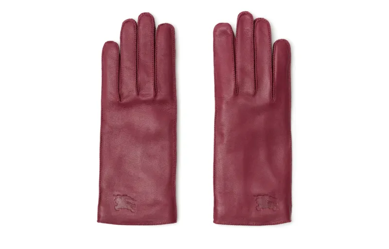 Burberry Lambskin, Cashmere, Mulberry Silk Gloves Women's Red