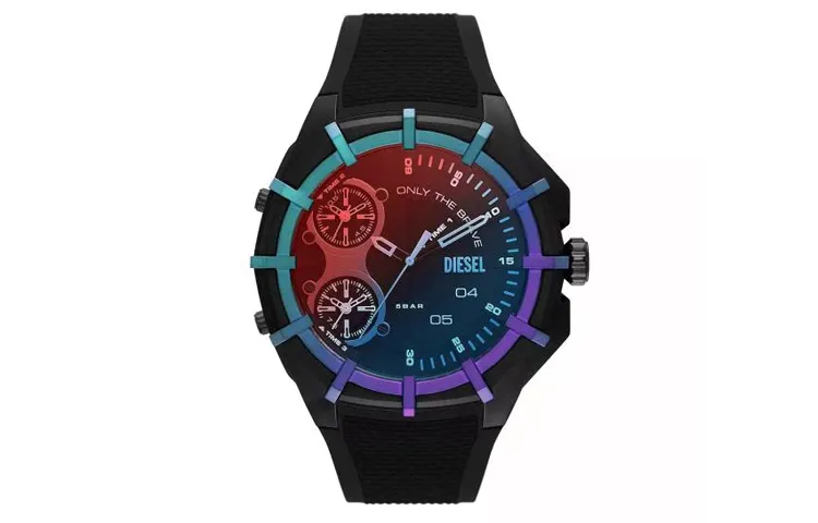 DIESEL Wrist Watches Quartz Movement Silicone Strap Multicolor Watch Dial Men's Watches ['50', 149262]m Waterproof