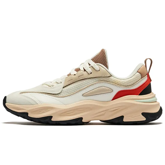 Erke Red Emperor Wear-Resistant Low-Top Casual Shoes Men's Microcrystalline White Deer Brown