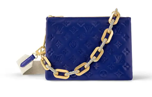 LOUIS VUITTON Coussin Lambskin Shoulder Bag, Crossbody Bag Small Women's Dark Blue