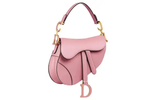 DIOR Saddle Deerskin Saddle Bag, One Shoulder Handbag Mini Women's Peach Pink