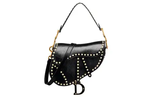 DIOR Saddle Lambskin Handbag, Shoulder Bag Women's Black