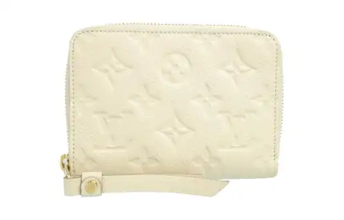 LOUIS VUITTON Leather Wallet Women's Beige