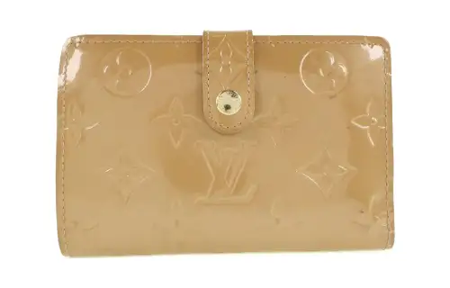 LOUIS VUITTON Patent Leather Wallet Women's Beige